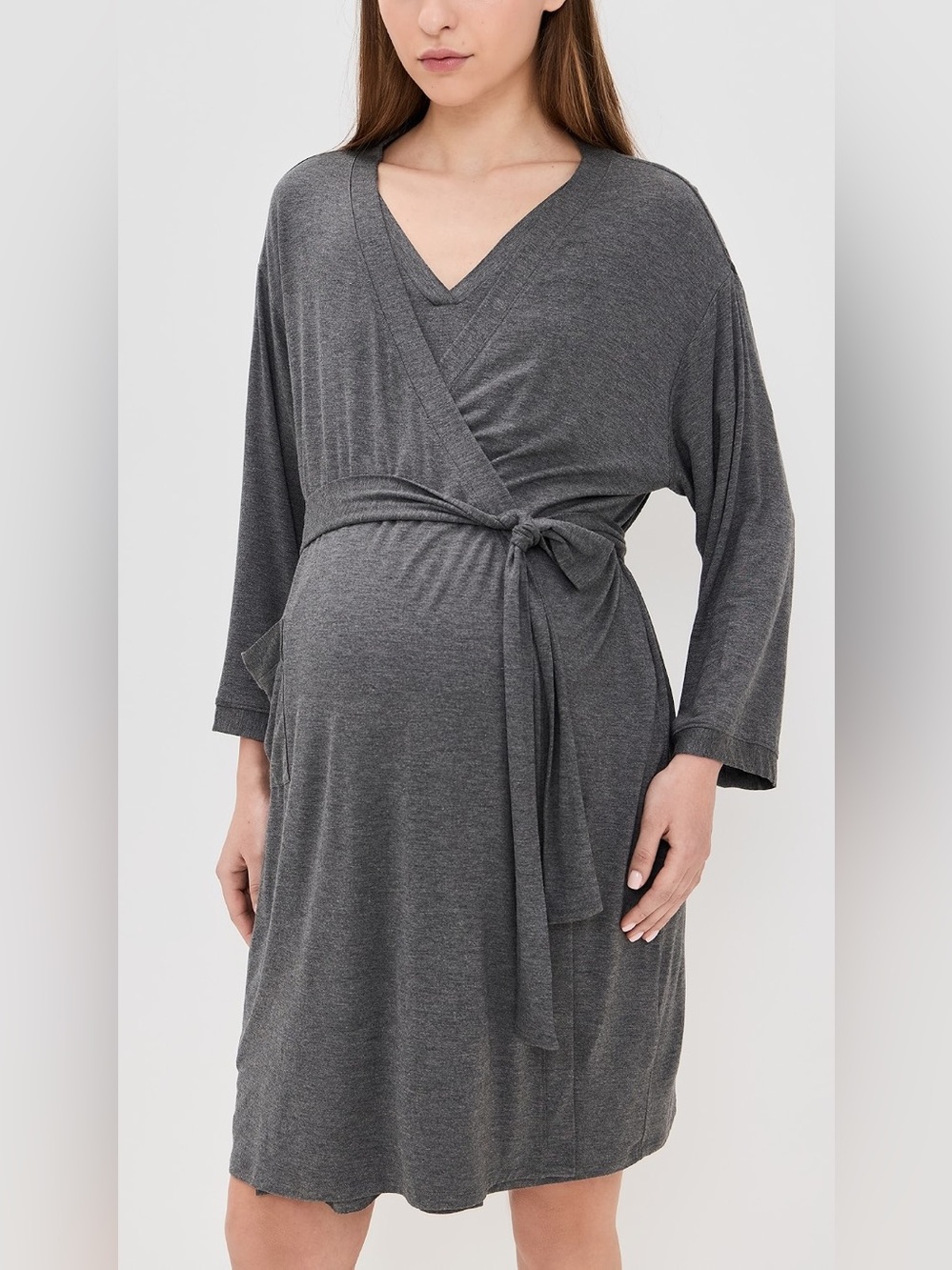 Hatch Maternity Wrap Nursing Robe/Dress - Charcoal Gray. Size Large